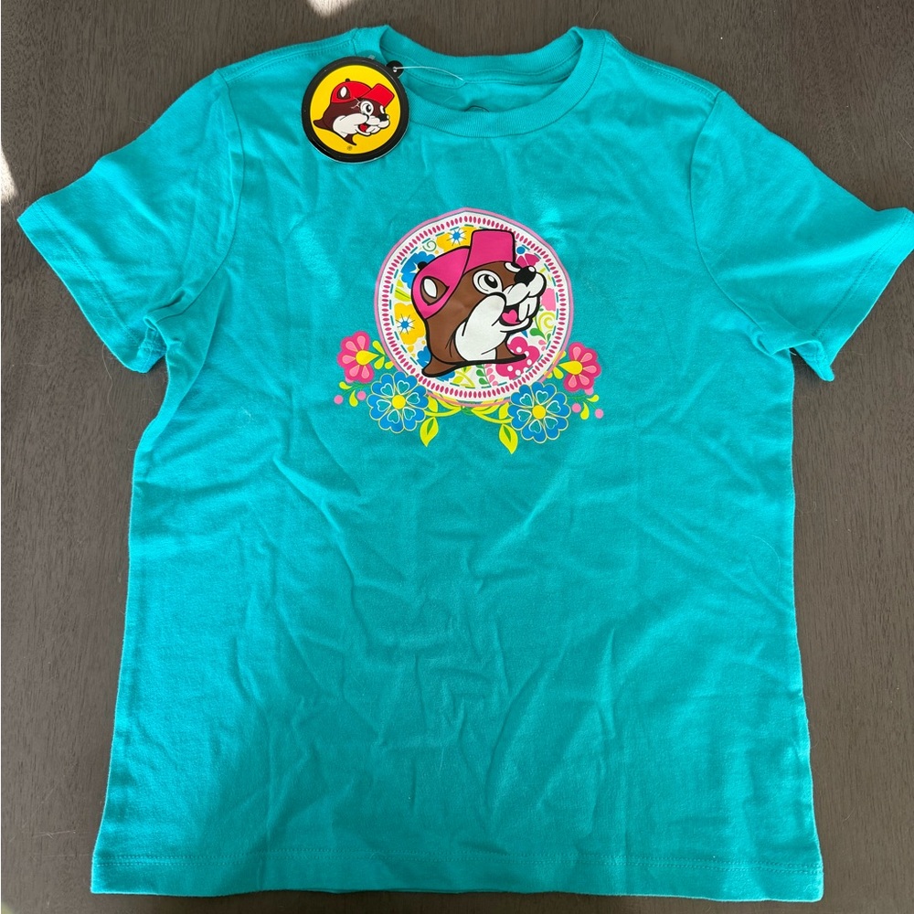 Buc-ee’s Kids T-Shirt – Teal Graphic Tee – Cute Floral Design